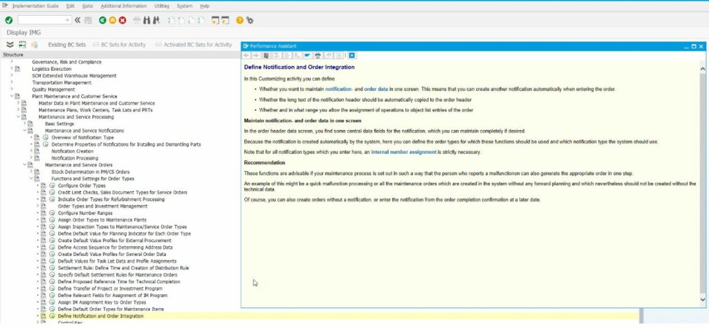 SAP PM define notification and order types